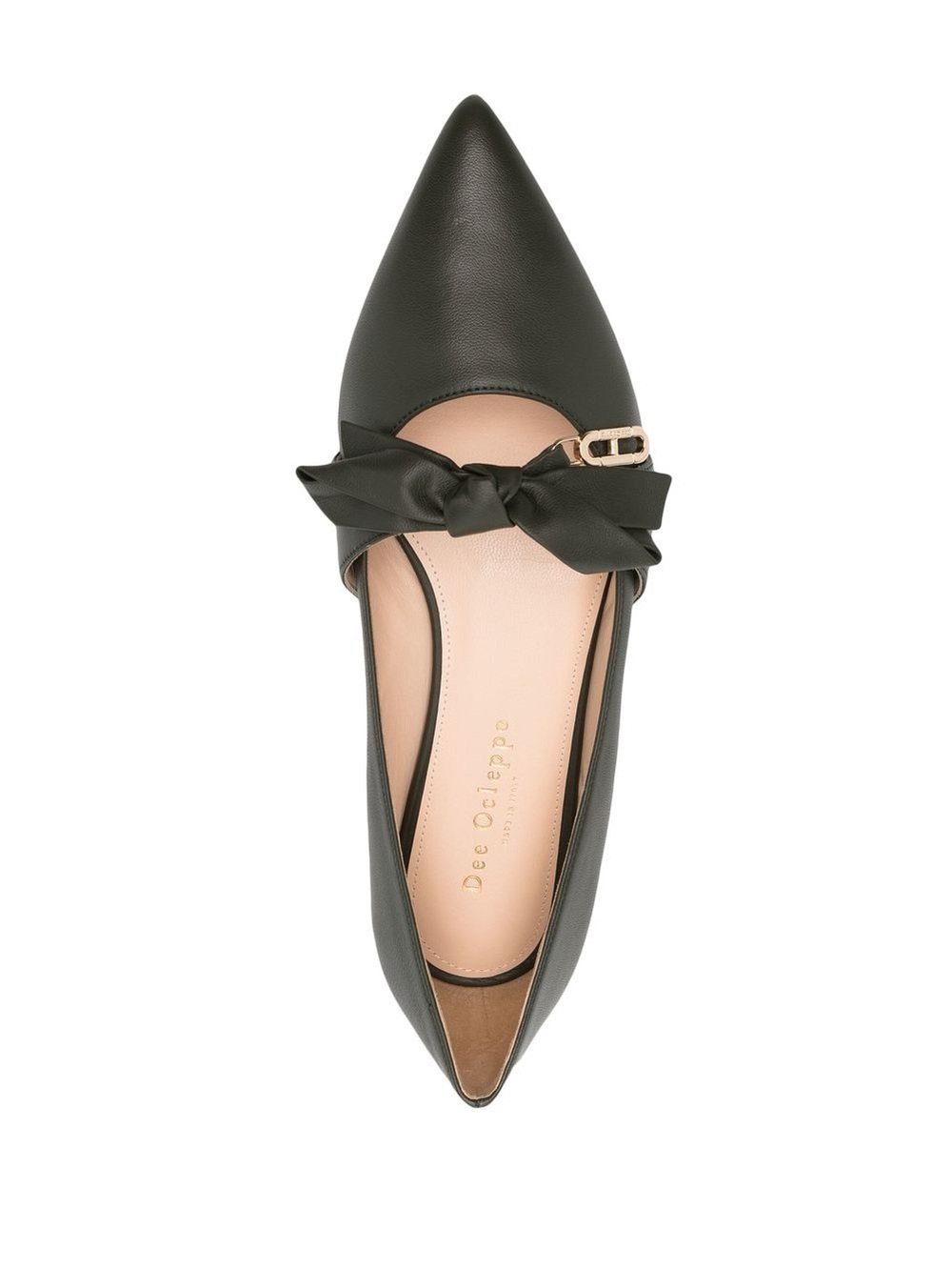 Dee Ocleppo Leather Bow Pointed Toe Ballet Flat New In Box Black EU 37.5 US 6.5
